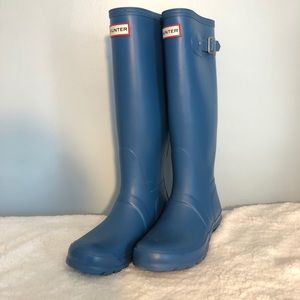 Hunter Boots tall ocean blue matte